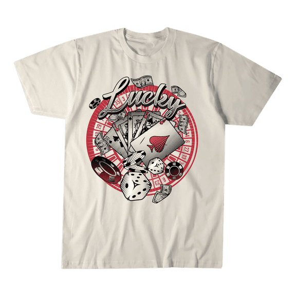 Retro Graphic T-shirts Lucky Gambling, Cotton, Size S-2XL