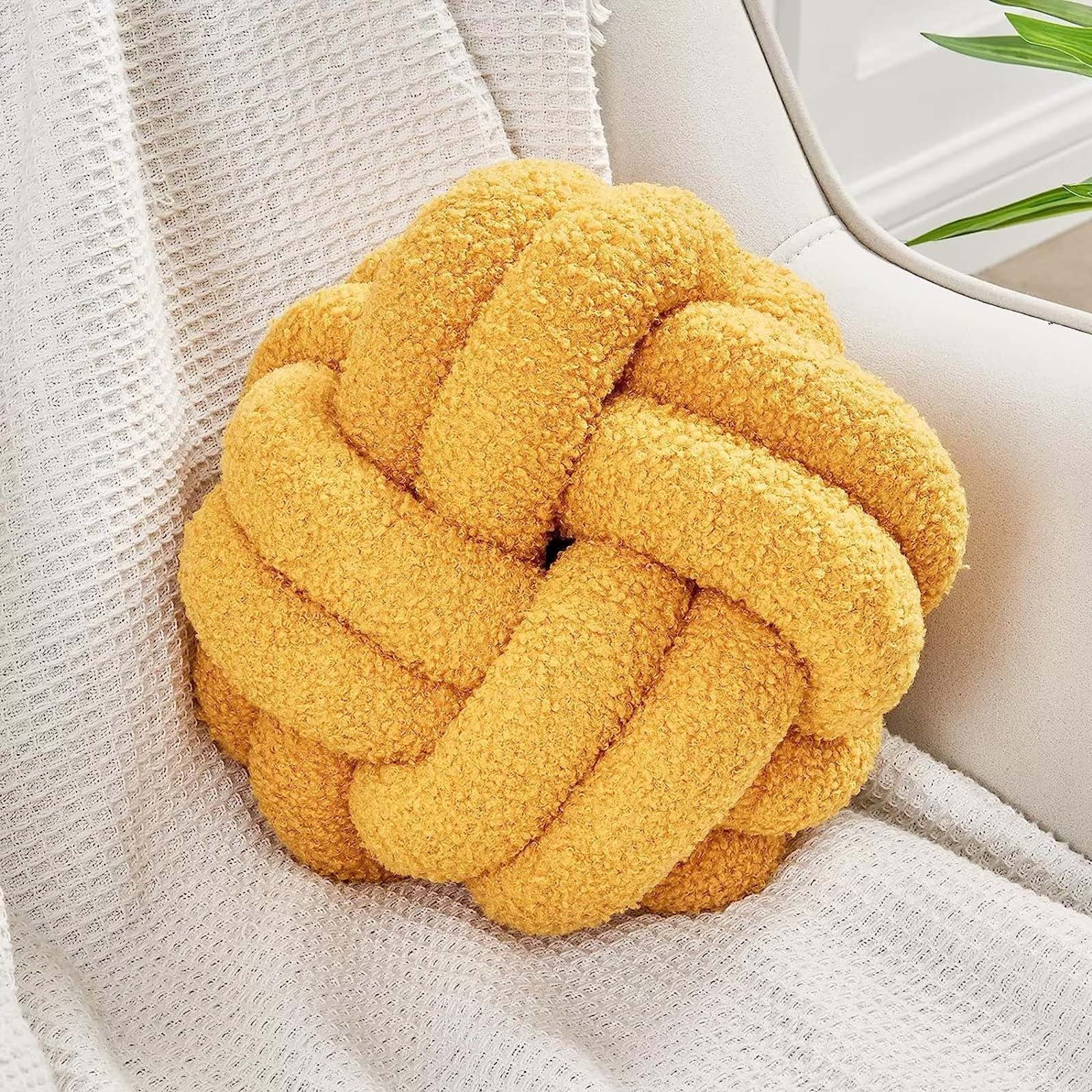 TERGAYEE Soft Knot Ball Pillows,Handmade Round Throw Pillow Cushion Home Decoration Plush Pillow,Throw Knotted Pillow for Bed,Couch,Bedroom Home Decor