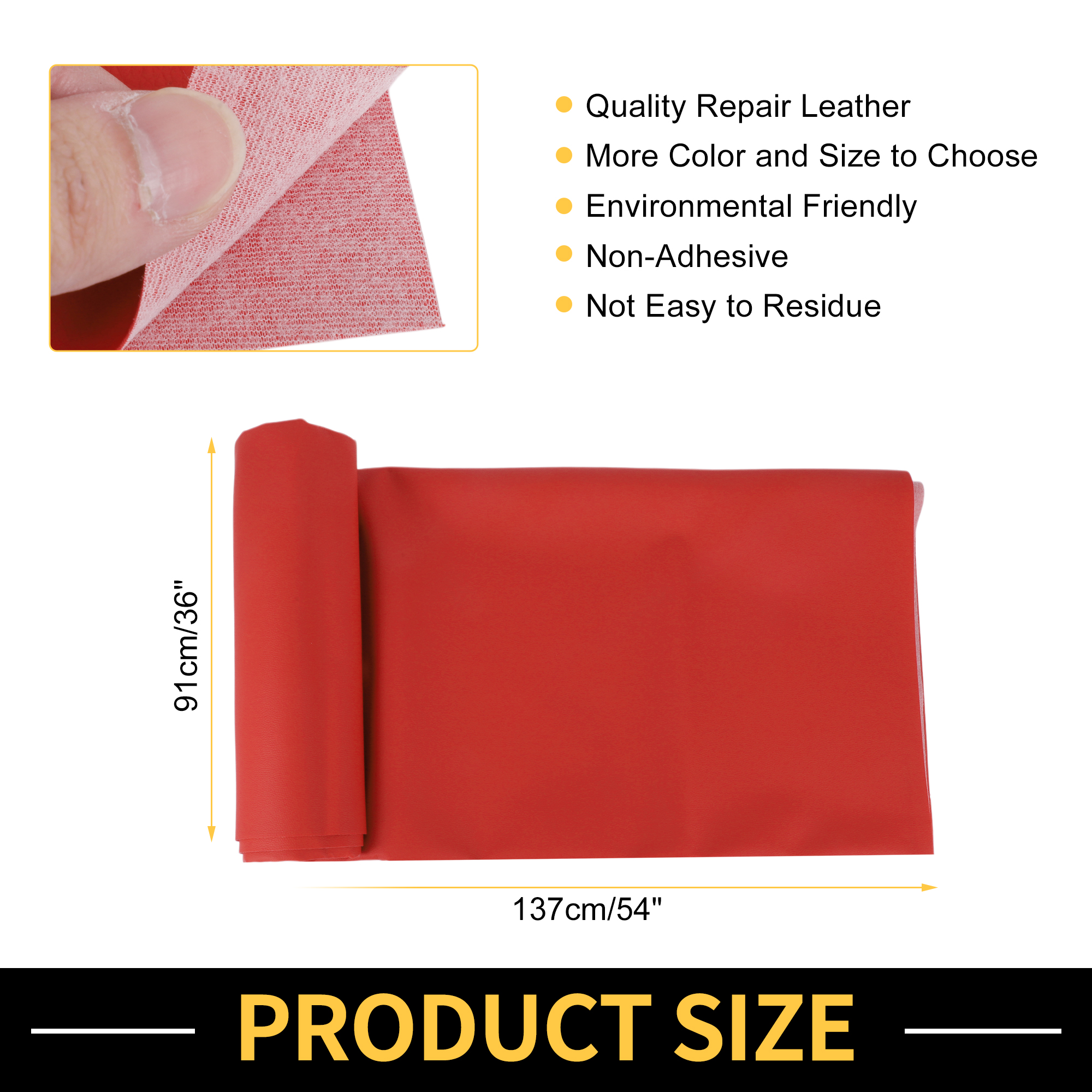 Unique Bargains Leather Fabric Upholstery Leather Repair Patch 91x137cm for Automotive Car Boat Seat Sofa Couches Chair Interior Trim DIY Red 1 Pcs