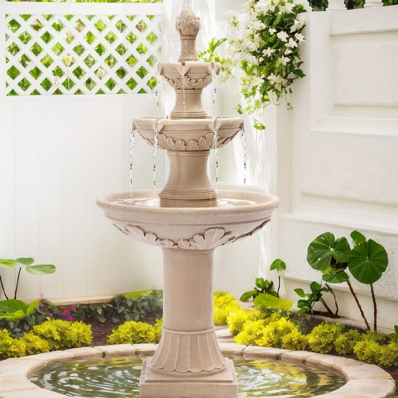 Haverchair Outdoor Pineapple Italian Water Fountain - 48.4" H Floor Bubbler Garden Waterfalls Fountain, 3 Tiered Cascading Freestanding Garden Fountain for Indoor, Yard, Lawn and Garden Décor