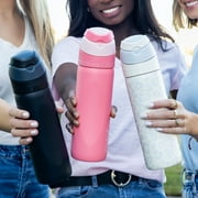 Cirkul 26oz StrawSip Flip Water Bottle, Stainless Steel, Double Wall Insulated, Luxe Leopard (White Leopard)