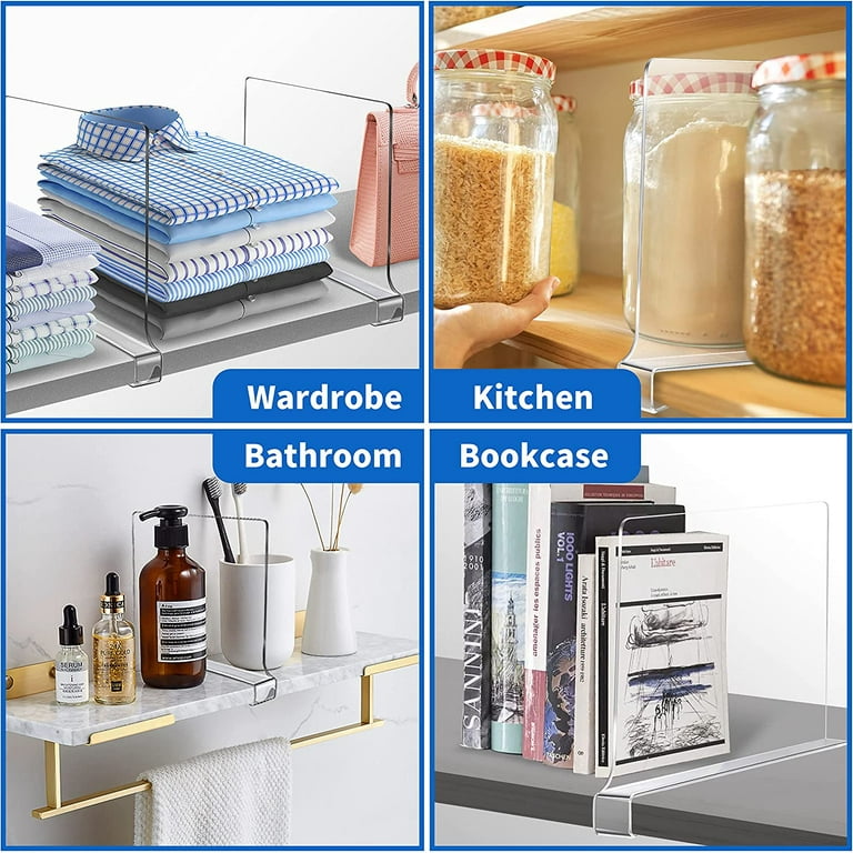 Acrylic Shelf Dividers, Closets Shelf Separator For Wooden Or Vertical  Shelves Bedroom Kitchen Office
