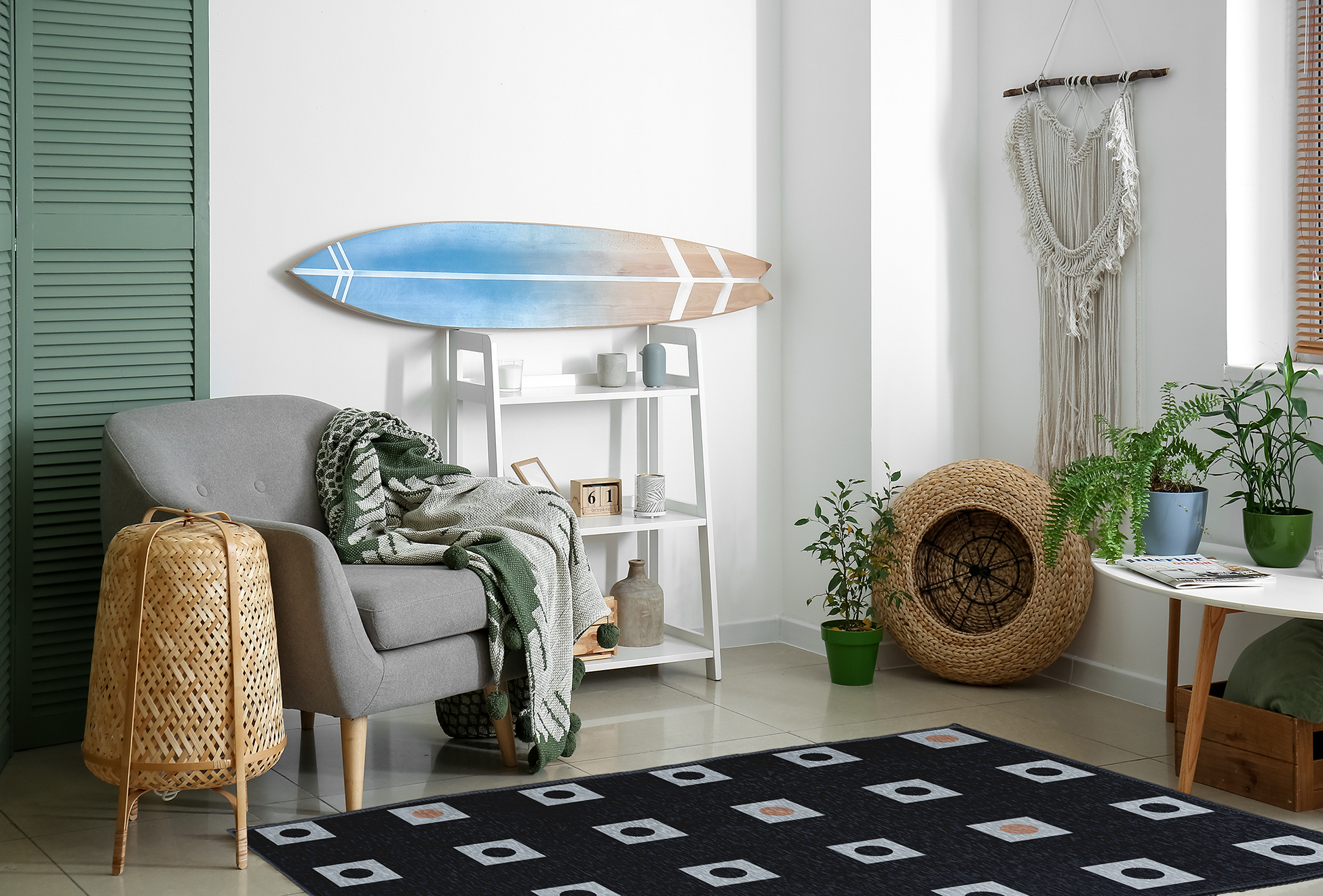 Simply Daisy 4' x 6' Li'l Boxes Chenille Rug, Shark Blue