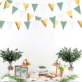 thumbnail image 3 of Sage Green and Gold Triangle Flag Fabric Banner Pennant Bunting Garland Streamers for Party Wedding Birthday Home Outdoor Garden Decor, 3 of 4