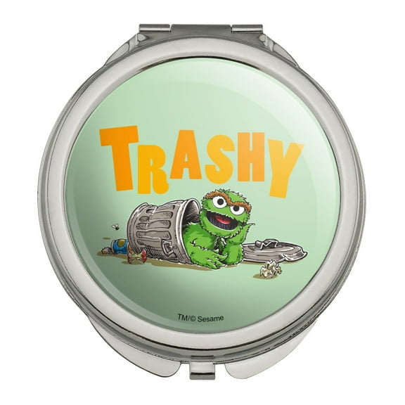 Sesame Street Trashy Oscar the Grouch Compact Travel Purse Handbag Makeup Mirror