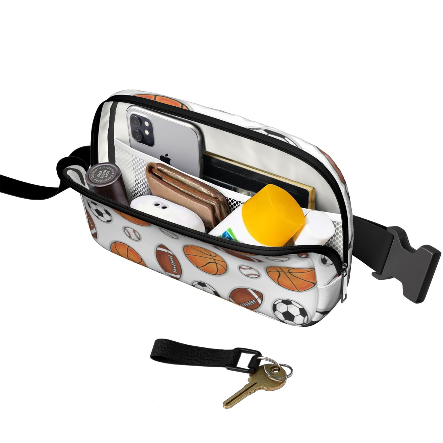 Kids Game Day Fanny Pack – Sports-Themed Waist Bag with Ball Prints for Boys, Teenagers, and Team Players