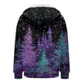 thumbnail image 4 of idosla Christmas Hoodie for Women Zip Up Trendy Graphic Hooded Sweatshirt Comfy Casual Long Sleeve Winter Tops (Purple, L), 4 of 7