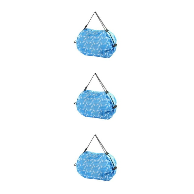 Wweixi Sac de Rangement Réutilisable Pliable Écologique et Polyvalent Sac de Courses pour Voyage Polyester Sacs de Rangement Pliables Sac à Main Chiot Bleu 3Set
