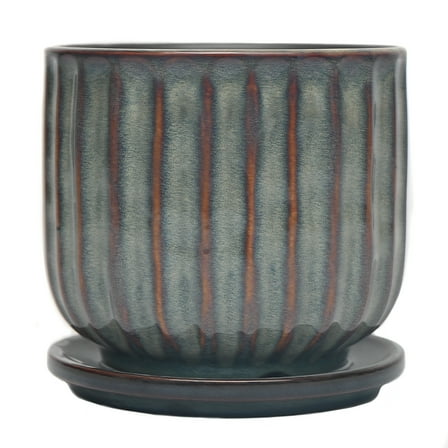 Better Homes & Gardens 6 inch Ceramic Paul Planter with Saucer, Taupe