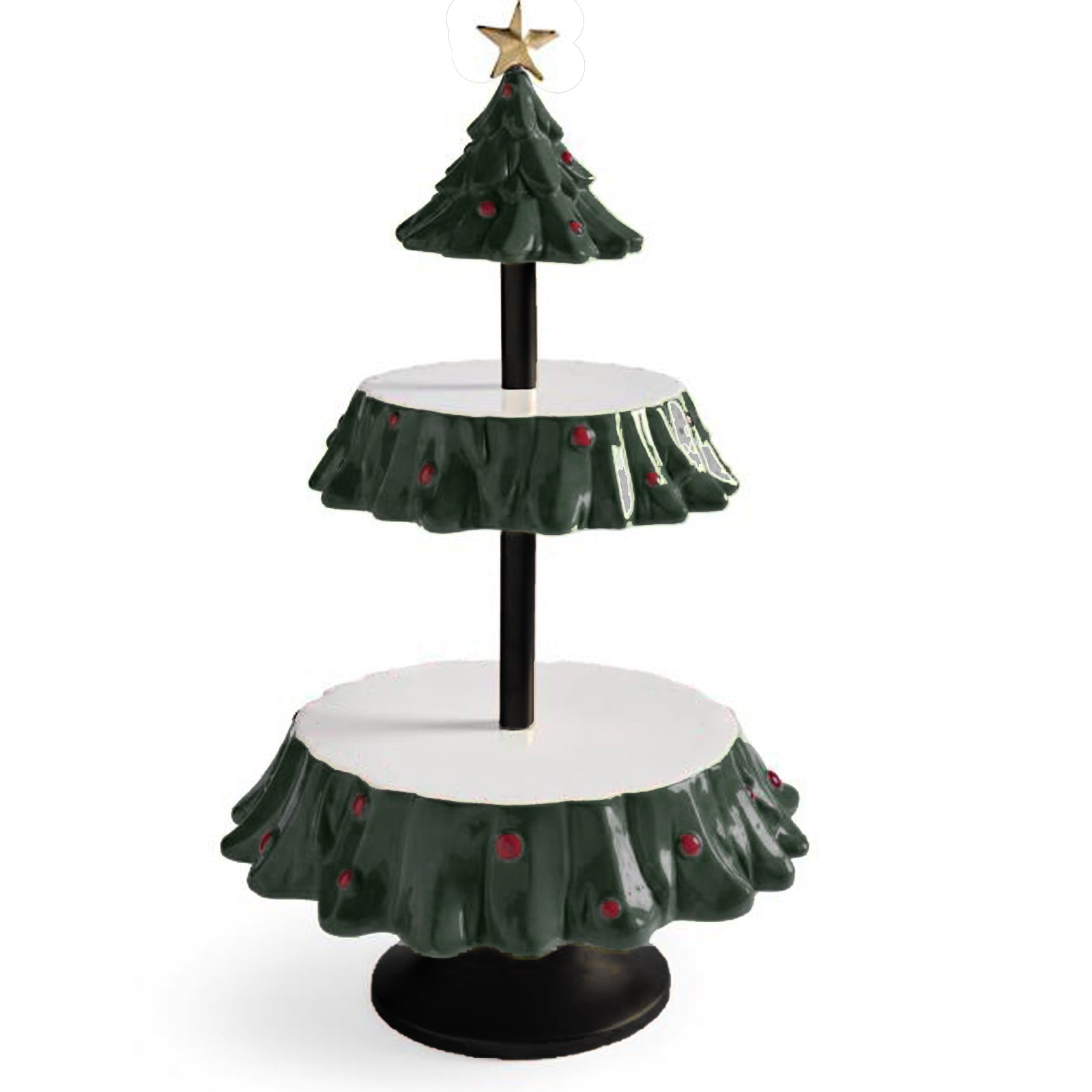 Christmas Tree Dessert Table Fruit Plate Double Layer Cake Stand Holiday Party Candy Plate Snack