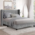 thumbnail image 2 of Nathaniel Home Aliyah Velvet Upholstered Wingback Tufted Platform Bed, Queen, 2 of 6