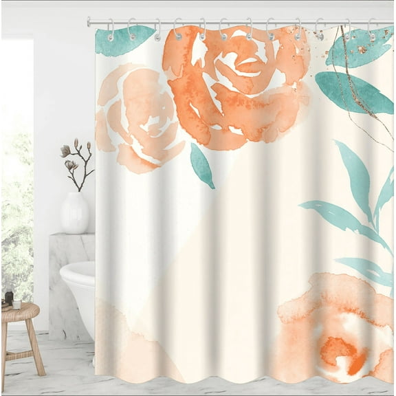 Blingpainting Watercolor Peony Flower shower curtain Waterproof Modern Fabric Bathroom Shower Curtains Basics Shower Curtain with Hooks xmas presents