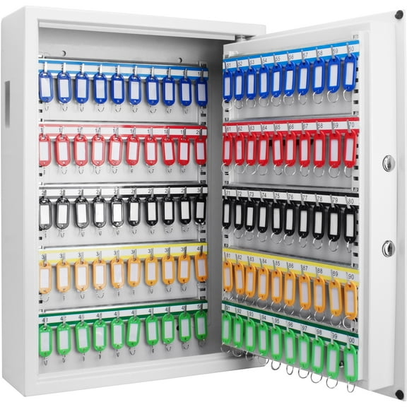 CoSoTower 100 Keys Key Cabinet Digital Keypad Wall Safe White