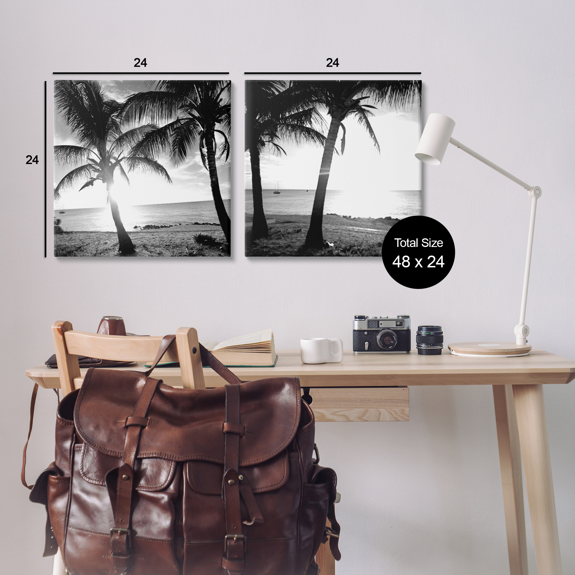 Stupell Industries Tropical Palm Sunset Landscape & Nature Photography Wrapped Canvas Art Print Wall Art, 24 x 24, Set of 2