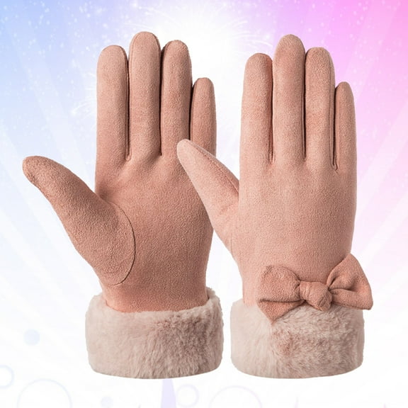 Minkissy 1 Pair Women's Knit Gloves Pink Warm Mitten Comfortable Touch Screen Compatible for Women Traveling