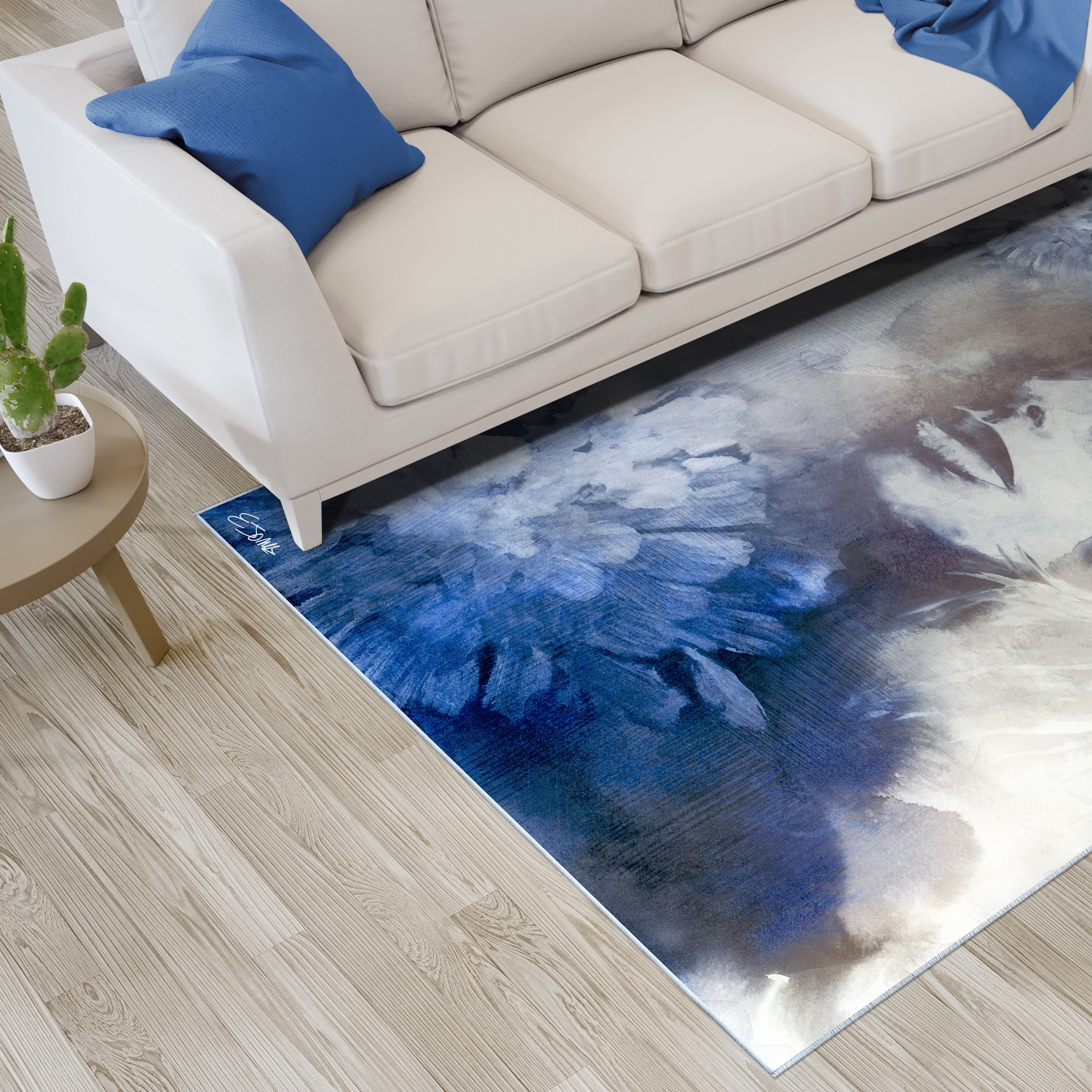 Frosted Glass Washable Abstract Art Area Rug size 5'x8'