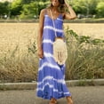 thumbnail image 2 of Usmixi Womens Dresses Sleeveless V-Neck Striped Print Casual Long Summer Dress Beach Vacation Spaghetti Strap Plus Size Long Dresses Blue XXXXXL Up to 65% off, 2 of 7