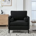 thumbnail image 2 of Dtwnek 35.4" Wide Modern Boucle Accent Chair with Black Wood Legs, Reading Armchair with 2 Bolster Pillows, Perfect for Living Room, Offices, Lounge, Black, 2 of 9