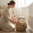 thumbnail image 6 of Round Black 11X9In Storage Basket, Cotton Rope Basket, Rope Laundry Basket, Woven Basket with Handles, Portable Multipurpose Organizer for Small Household Items, 6 of 6