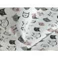 thumbnail image 3 of Ambesonne Cat Quilted Coverlet 3 Pcs, Little Kitty Faces Cartoon Art, Queen Size, Rose Dark Grey and White, 3 of 4