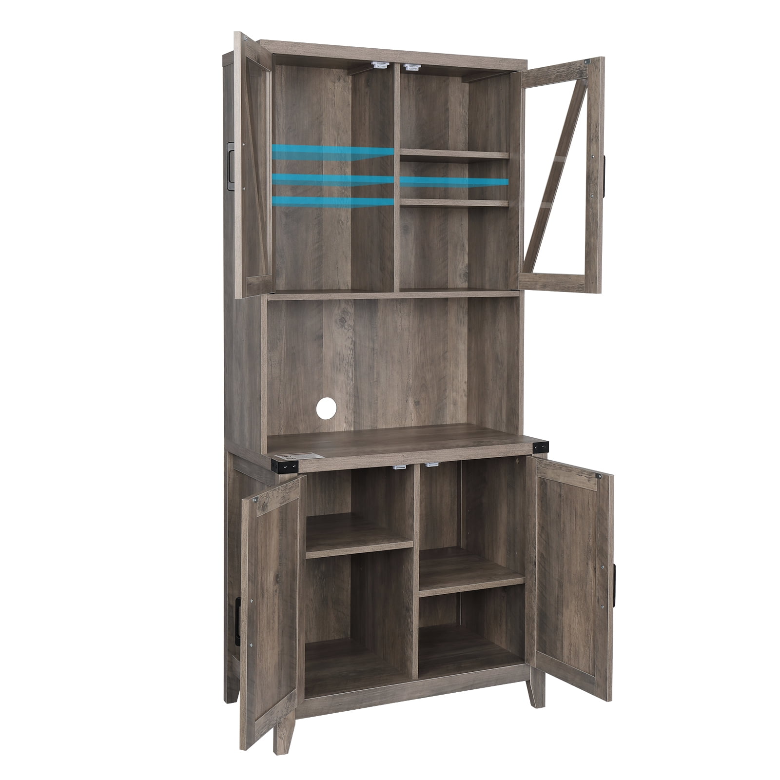 Buy Freestanding Rustic Kitchen Buffet with Hutch, Pantry Storage