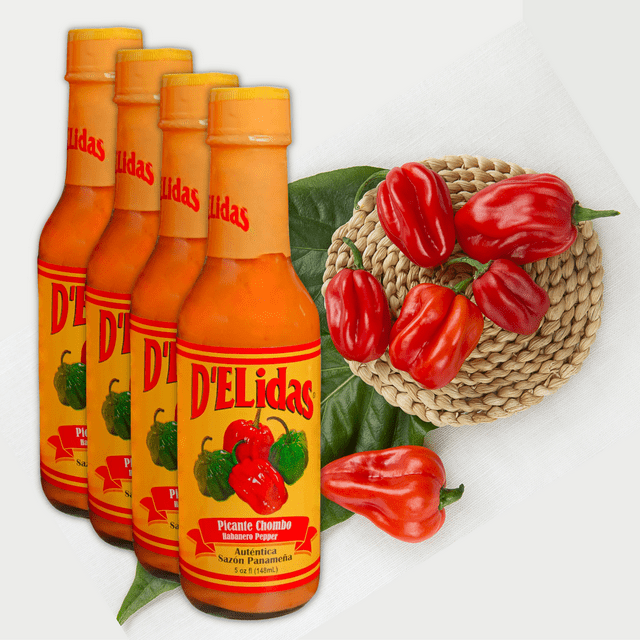 D'ELidas Habanero Hot Sauce, All Natural Chombo Picante Sauce #1 in Panama (5oz, 4-pack)