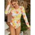 thumbnail image 3 of ALove Women's Tied One Piece Rashguard Long SLeeve Tummy Control Swimwear Hollow Out Swimsuit, 3 of 5