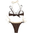 thumbnail image 3 of UTSJKR Women's Polka Dot Print Fake Two Piece Bikini, European Style Conservative Sexy Beach Bathing Suit for Ladies Yellow L, 3 of 6