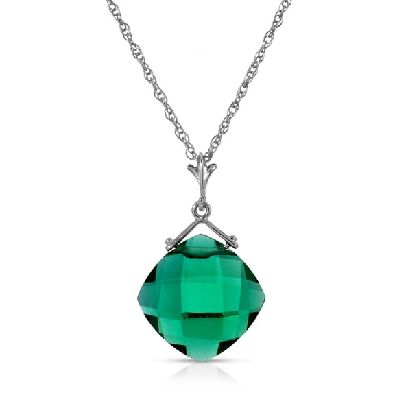 Galaxy Gold 14K Solid Gold Natural Emerald Briolette Necklace for Women - White Gold Fine Jewelry