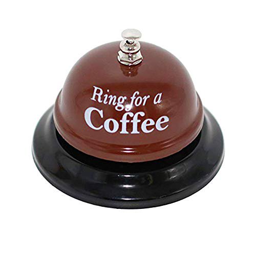KiaoTime Desk Kitchen Bar Counter Top Service Call Bell Ring for a Coffee Desk Top Bell Ring for Service Call Bell Stage Hens Party Wedding Accessory (Ring for a Coffee)