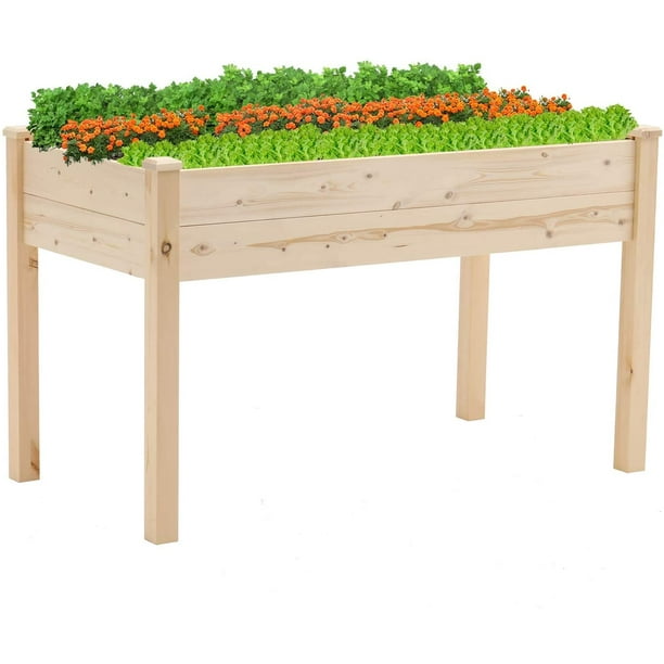 suncrown 4ft elevated raised garden bed wood planter box