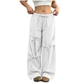 thumbnail image 4 of Neewe Women's Plain Sweatpants Wide Leg Baggy Loose Elastic Drawstring Pants Casual Athletic Joggers with Pockets, 4 of 8