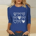 thumbnail image 2 of RKSTN Valentines Gift 3/4 Length Sleeve Womens Tops Oversized Crewneck Valentine Day Loves Heart Graphic Print Short Sleeve T Shirt Womens Casual Plus Size Round Neck Three Quarter Sleeve Tee Shirt, 2 of 6