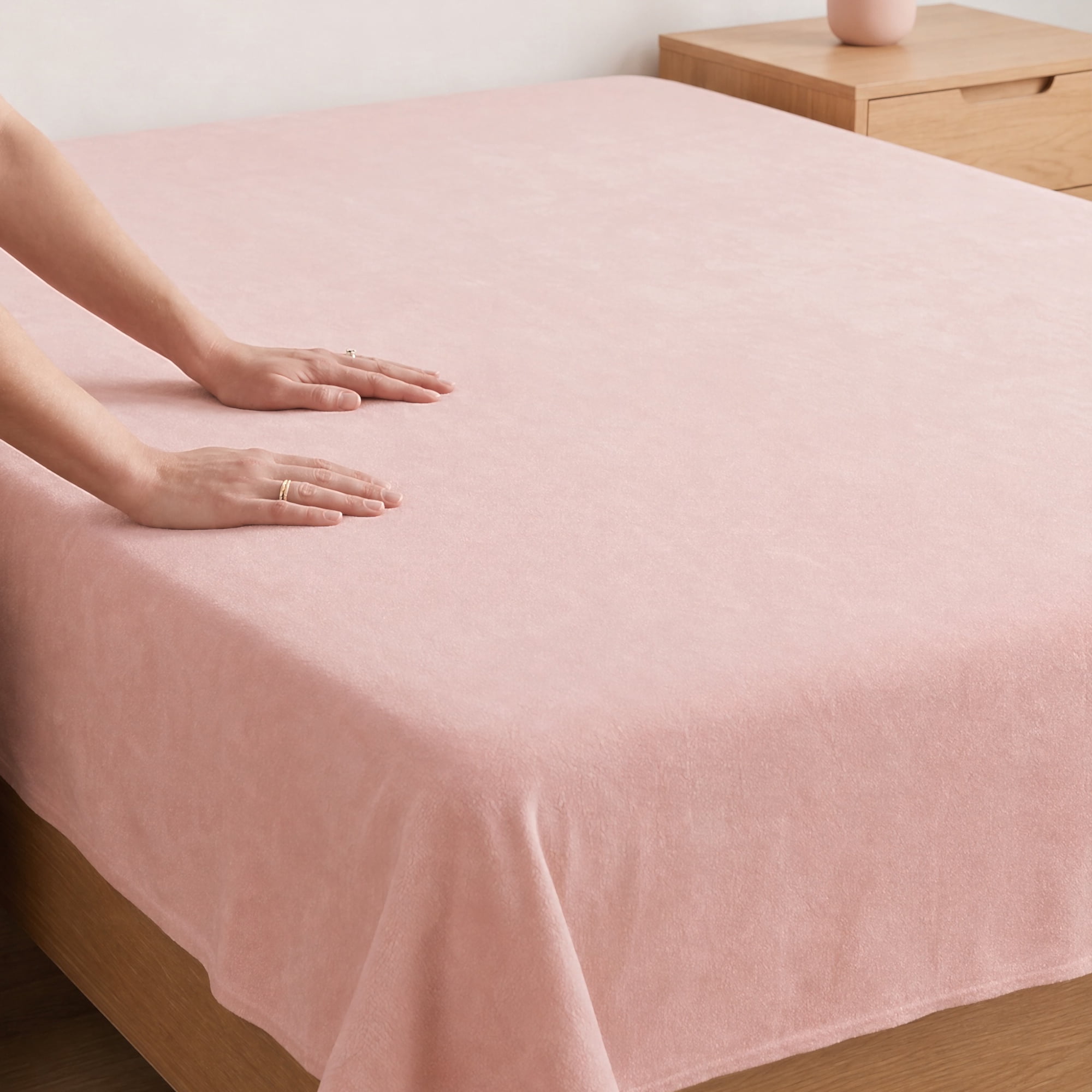 Unique Bargains Polyester Bed Sheet Soft Flat Sheet Wrinkle Bedding Pink 91"x96"