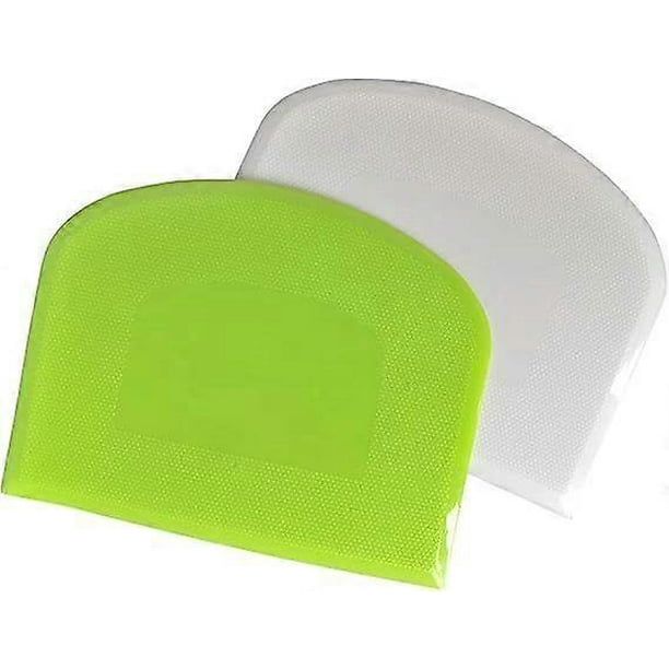 Bowl Spatula & Bench Scraper,Flexible Plastic Multipurpose Kitchen Pastry Cutter Tool,Food Scrappers for Bread Dough Baking Cake Fondant Icing,Set of