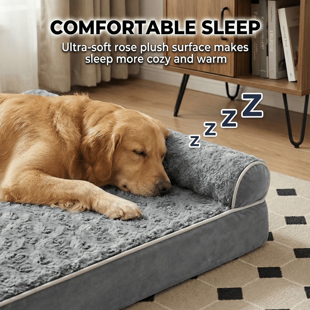 BlissHaven Orthopedic Dog Bed for Large Dogs, Waterproof Sofa Bed with Removable Washable Cover, Waterproof Lining, Nonskid Bottom, 36" x 27"