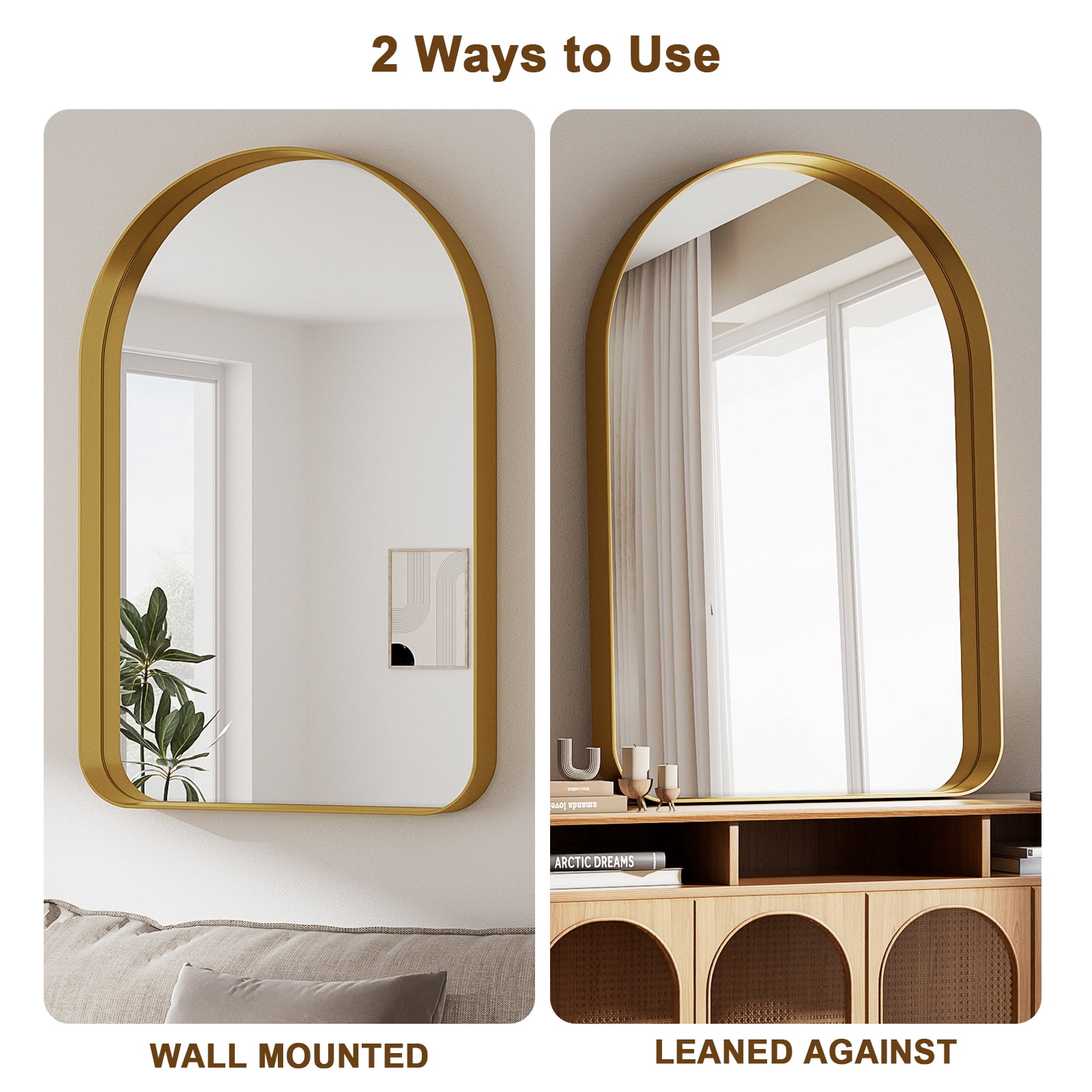 GRAHMCY 38"x26" Bathroom Vanity Rectangle Mirror With Deep Frame, Gold