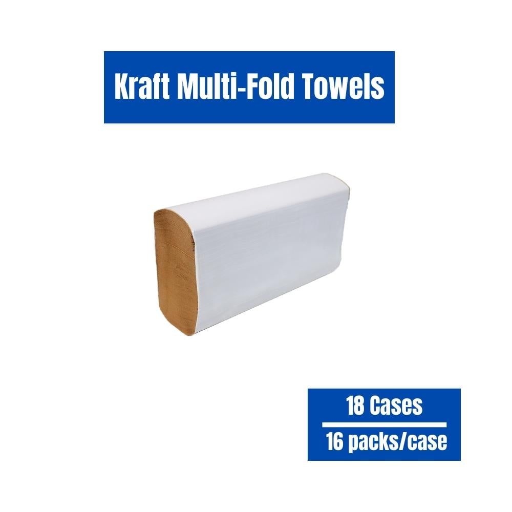 SSBM 9.05" x 9.05" Recycled Kraft Multi-Fold Natural Brown Paper Towels, 1 Ply, Kraft, 4000 Sheets/Case, 16 Cases