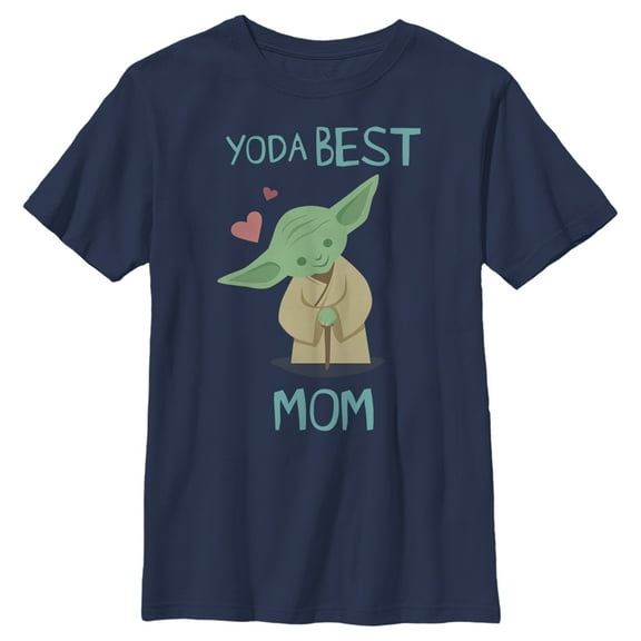 Boy's Star Wars: The Empire Strikes Back Mother's Day Best Mom Yoda Graphic Tee Navy Blue Medium