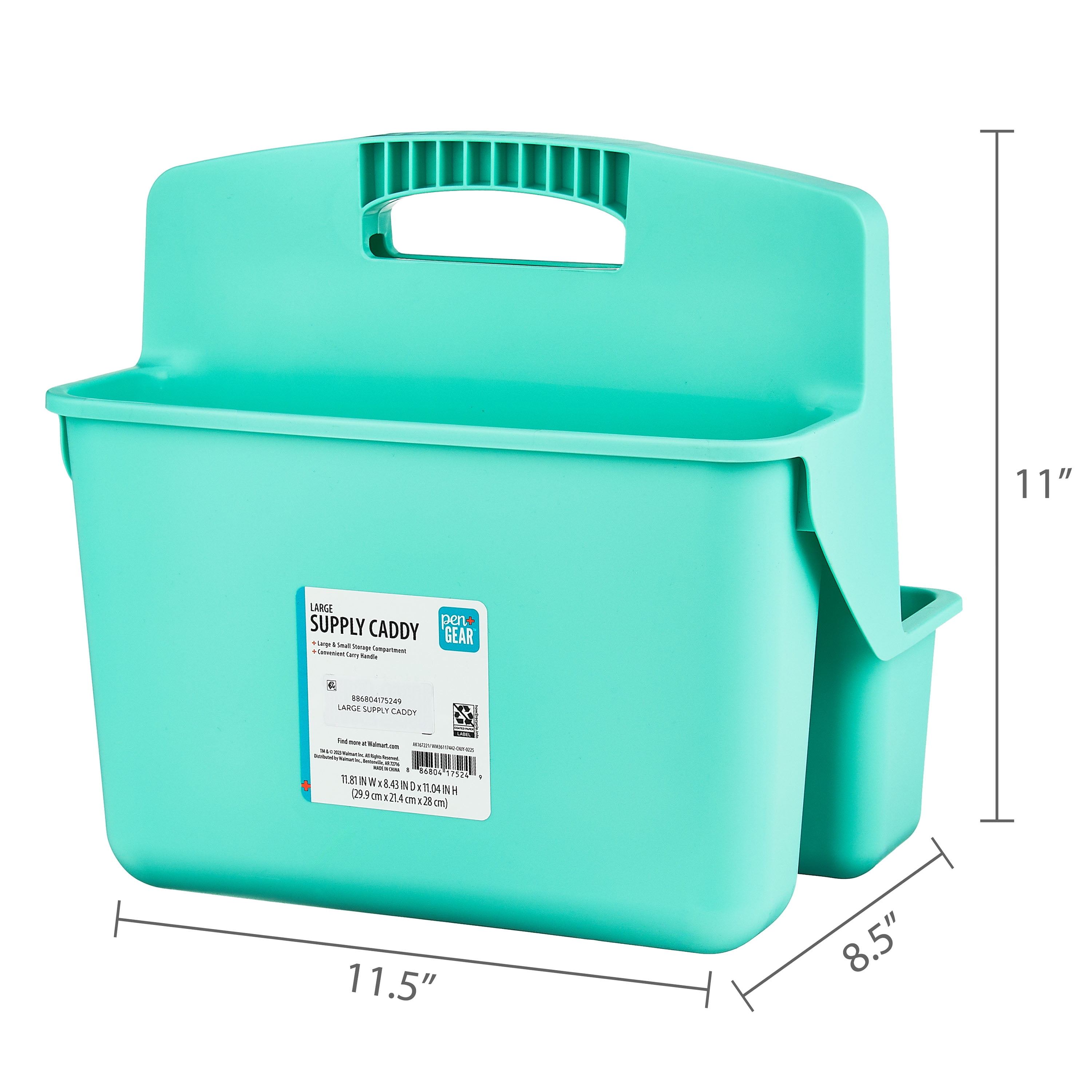 Pen+Gear Large Supply Caddy, 11.81" x 8.43" x 11.04", Spearmint