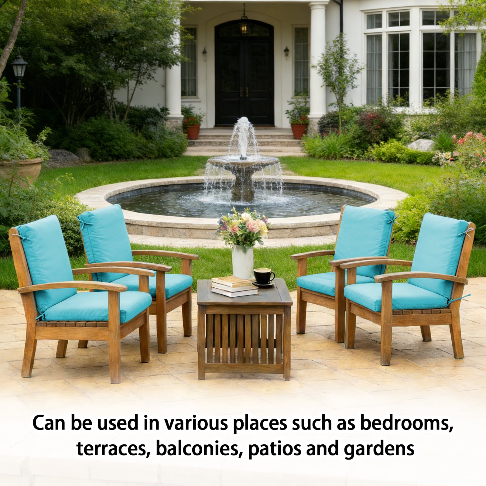 FKS LIFE Outdoor Seat Cushion Set, 20" x 20" x 4" Patio Furniture Chair Cushions Replacement for Sofa Couch 2 Set