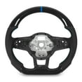 thumbnail image 2 of Carbon Fiber Look Hydro Dip Perforated Leather Flat Bottom Steering Wheel for GTD R GLI, 2 of 7
