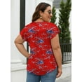 thumbnail image 3 of SHIBEVER Womens Tops Short Sleeve Summer Plus Size Floral Top Loose Basic V Neck T Shirts for Women Casual Tees for Ladies Trendy Blue-red XL, 3 of 6