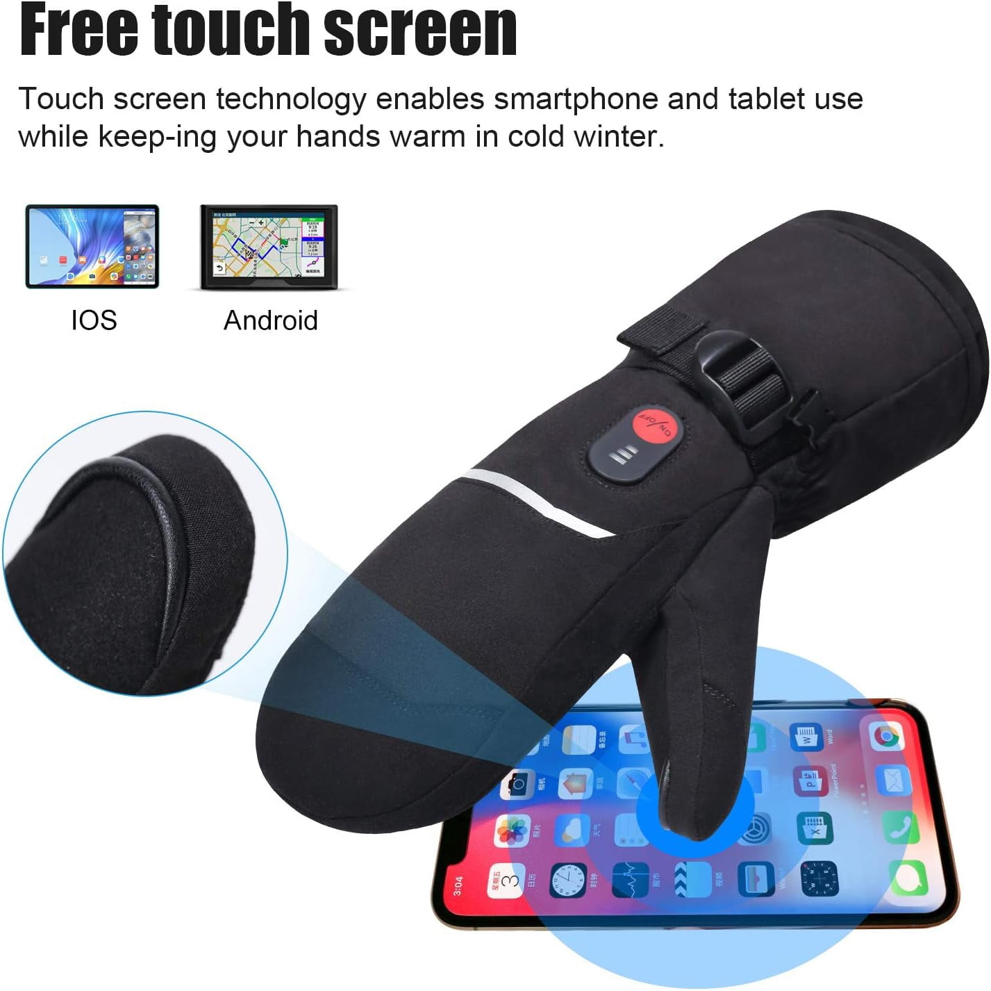 Sun Will Heated Ski Gloves for Men, Women, Kids - Electric Rechargeable Battery Mittens for Winter Skiing, Skating, Snow, Camping, Hiking - Arthritis Hand Warmer
