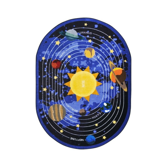 Kid Essentials - Geography & Environment Cosmic Wonders, 5'4" x 7'8" Oval, Black