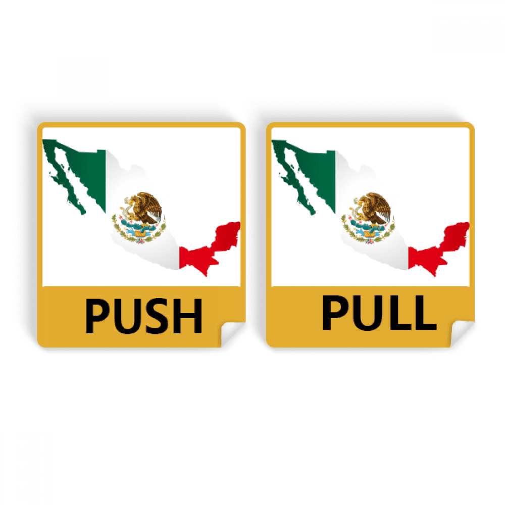 Red Green Mexico Map Emblem Eagle Eat Snake Push Pull Door Sign Vinyl