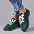 thumbnail image 3 of QWKLEAJ Women’s Low Top Lace Up Retro Sneakers, Soft Suede Round Toe Gum Sole Casual Dress Shoes for Women Daily Walking Street Fashion Trainers Green 8, 3 of 5