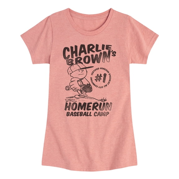 Peanuts - Charlie Brown's Baseball Camp - Youth Girls Fitted Short Sleeve T-Shirt