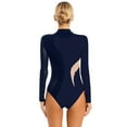 thumbnail image 2 of YONGHS Womens Shiny Rhinestone Long Sleeve Ballet Dance Leotards Gymnastics Bodysuit Top Navy Blue XXL, 2 of 7