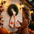 thumbnail image 4 of 54.3Inch Fall Wreath Sash,Double Pattern Satin Ribbon Scarf with RIC Rac Trim, Front Door Ribbon Sash for Halloween Fall Autumn Thanksgiving Harvest Porch Decor, 4 of 5